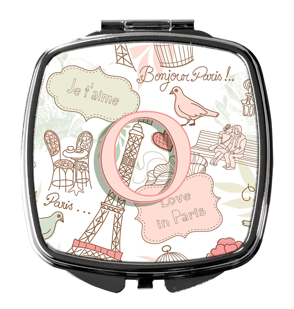 Letter O Love in Paris Pink Compact Mirror Decorative Travel Makeup Mirror for Women Girls Gifts Pocket Makeup Mirror Folding Handheld