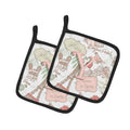 Letter Y Love in Paris Pink Pot Holder Set of 2 Heat Resistant Quilted Hot Pads 7.5 x 7.5 Inch, Insulated Kitchen Trivets for Cooking & Baking