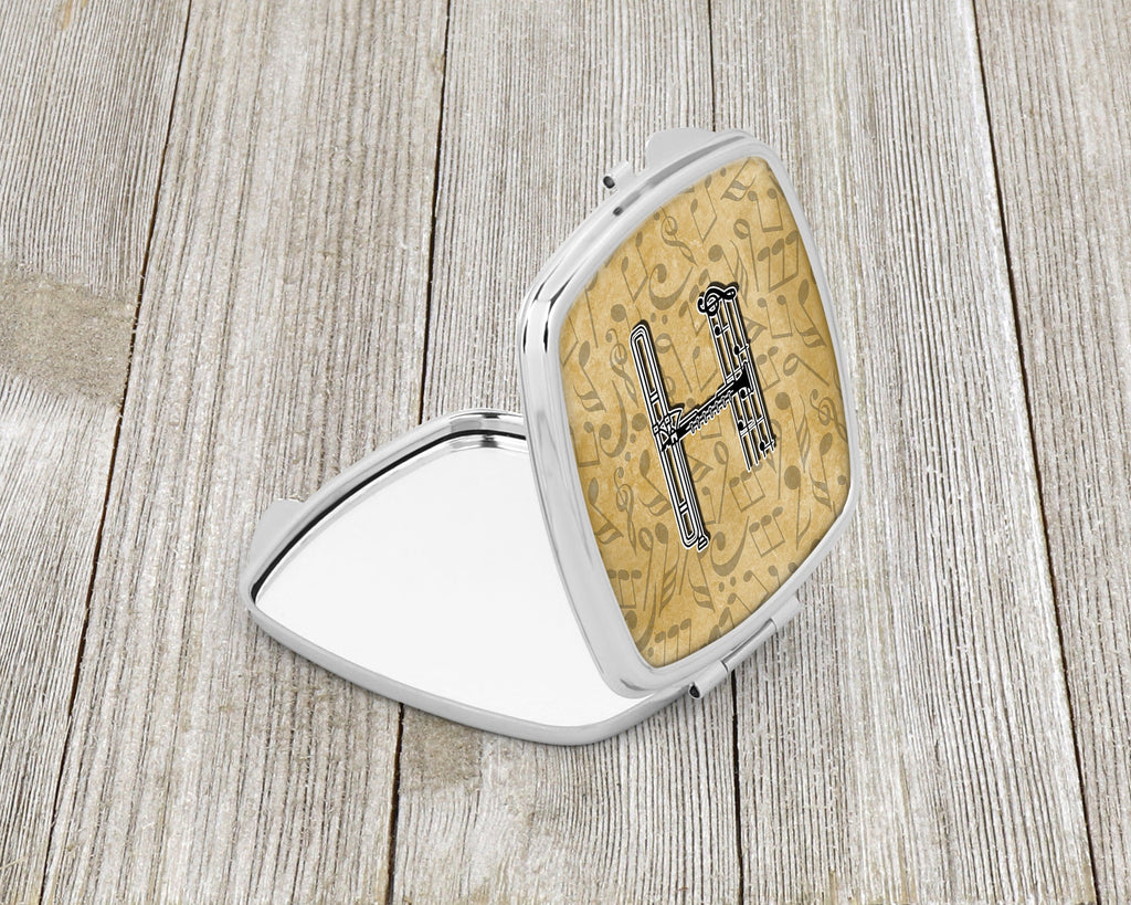 Letter H Musical Instrument Alphabet Compact Mirror Decorative Travel Makeup Mirror for Women Girls Gifts Pocket Makeup Mirror Folding Handheld