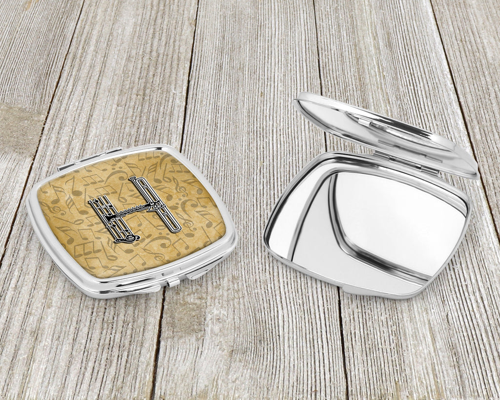 Letter H Musical Instrument Alphabet Compact Mirror Decorative Travel Makeup Mirror for Women Girls Gifts Pocket Makeup Mirror Folding Handheld
