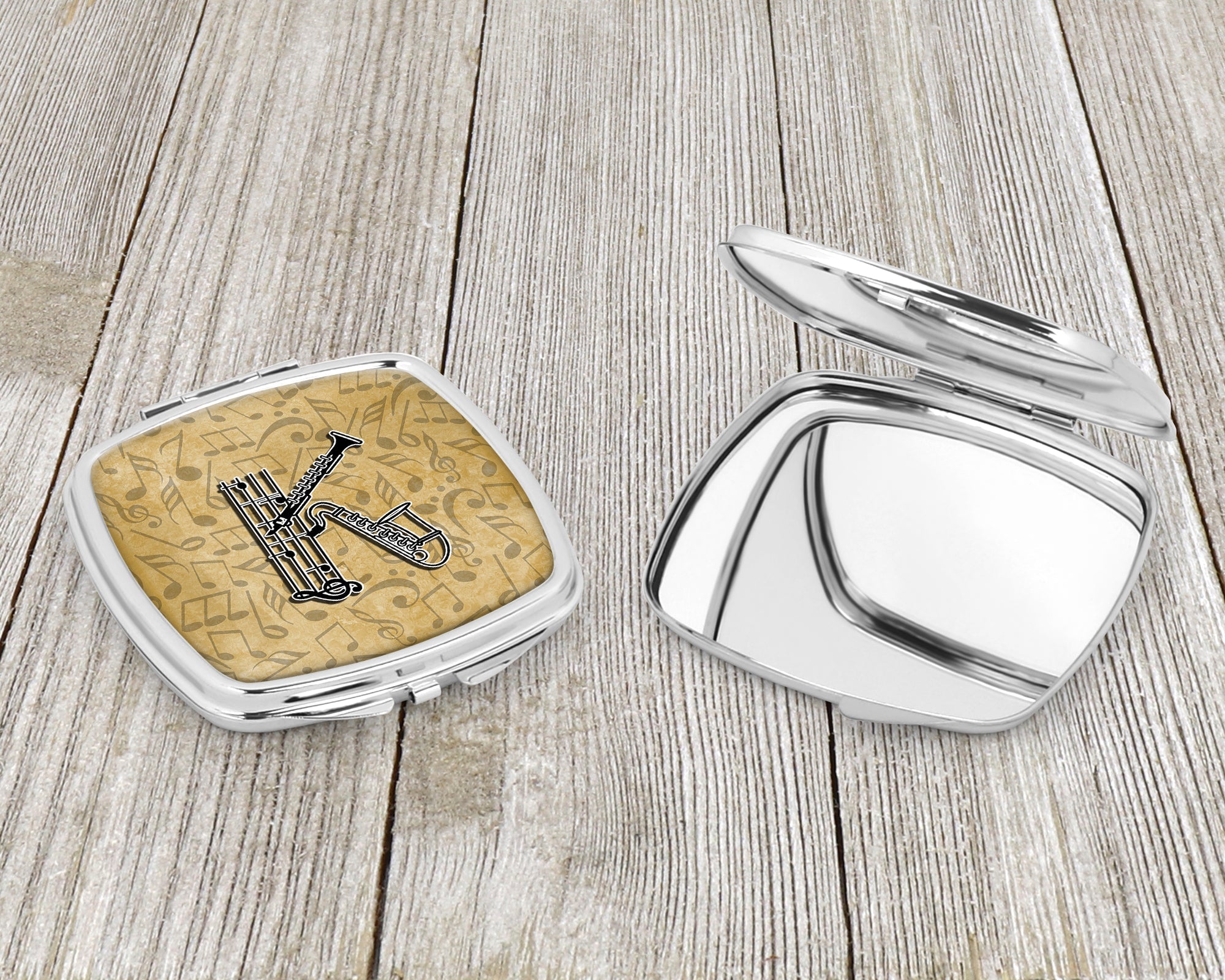 Letter K Musical Instrument Alphabet Compact Mirror Decorative Travel Makeup Mirror for Women Girls Gifts Pocket Makeup Mirror Folding Handheld