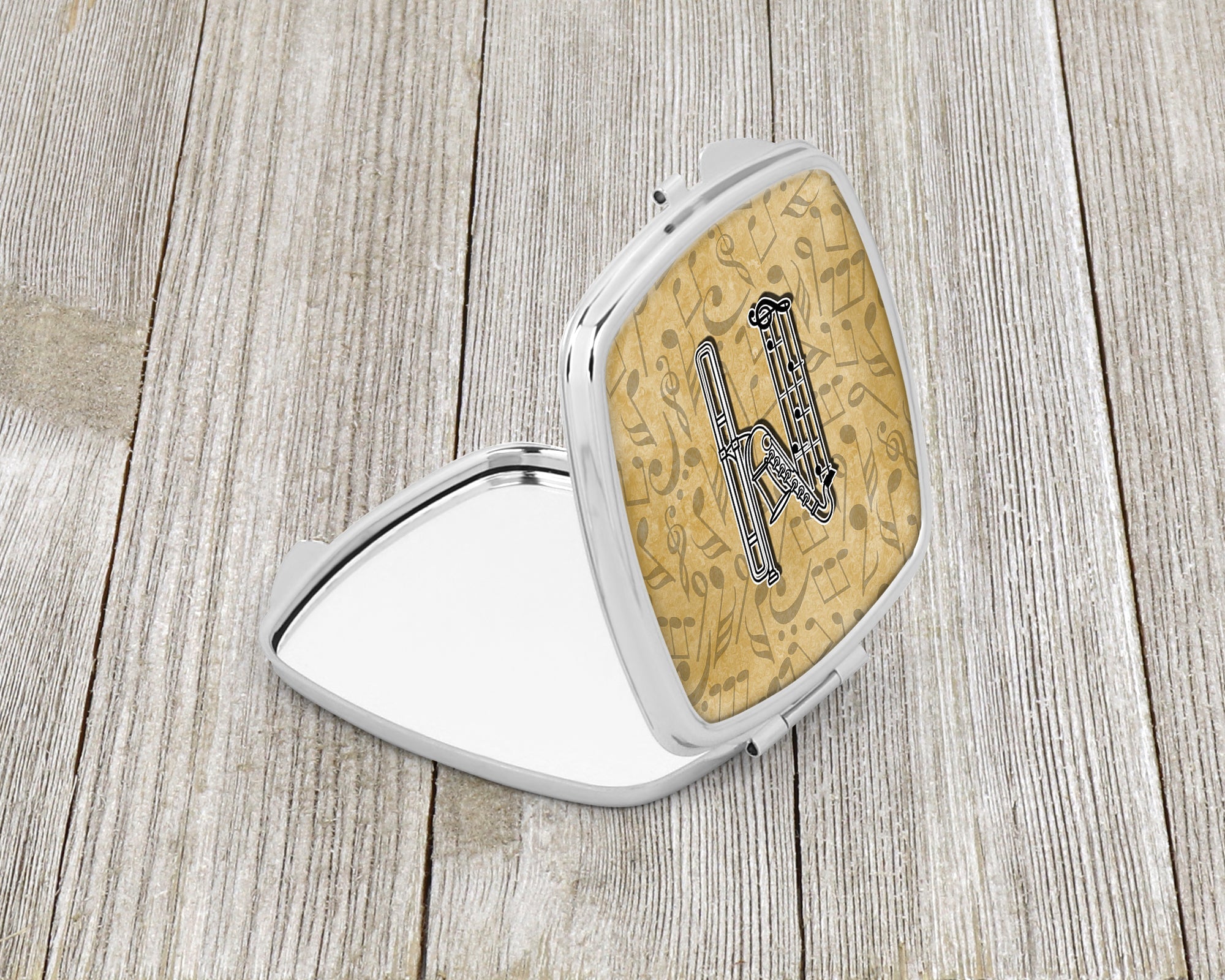 Letter N Musical Instrument Alphabet Compact Mirror Decorative Travel Makeup Mirror for Women Girls Gifts Pocket Makeup Mirror Folding Handheld