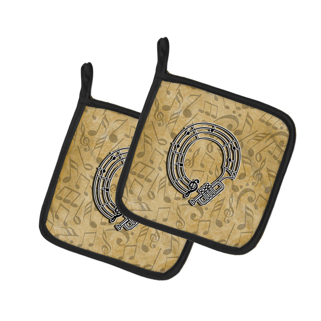 Letter O Musical Instrument Alphabet Pot Holder Set of 2 Heat Resistant Quilted Hot Pads 7.5 x 7.5 Inch, Insulated Kitchen Trivets for Cooking & Baking