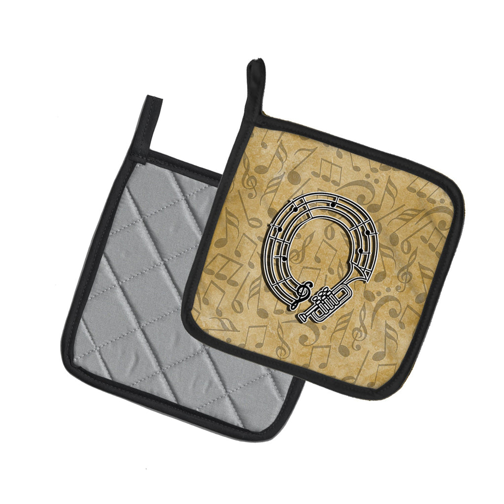 Letter O Musical Instrument Alphabet Pot Holder Set of 2 Heat Resistant Quilted Hot Pads 7.5 x 7.5 Inch, Insulated Kitchen Trivets for Cooking & Baking