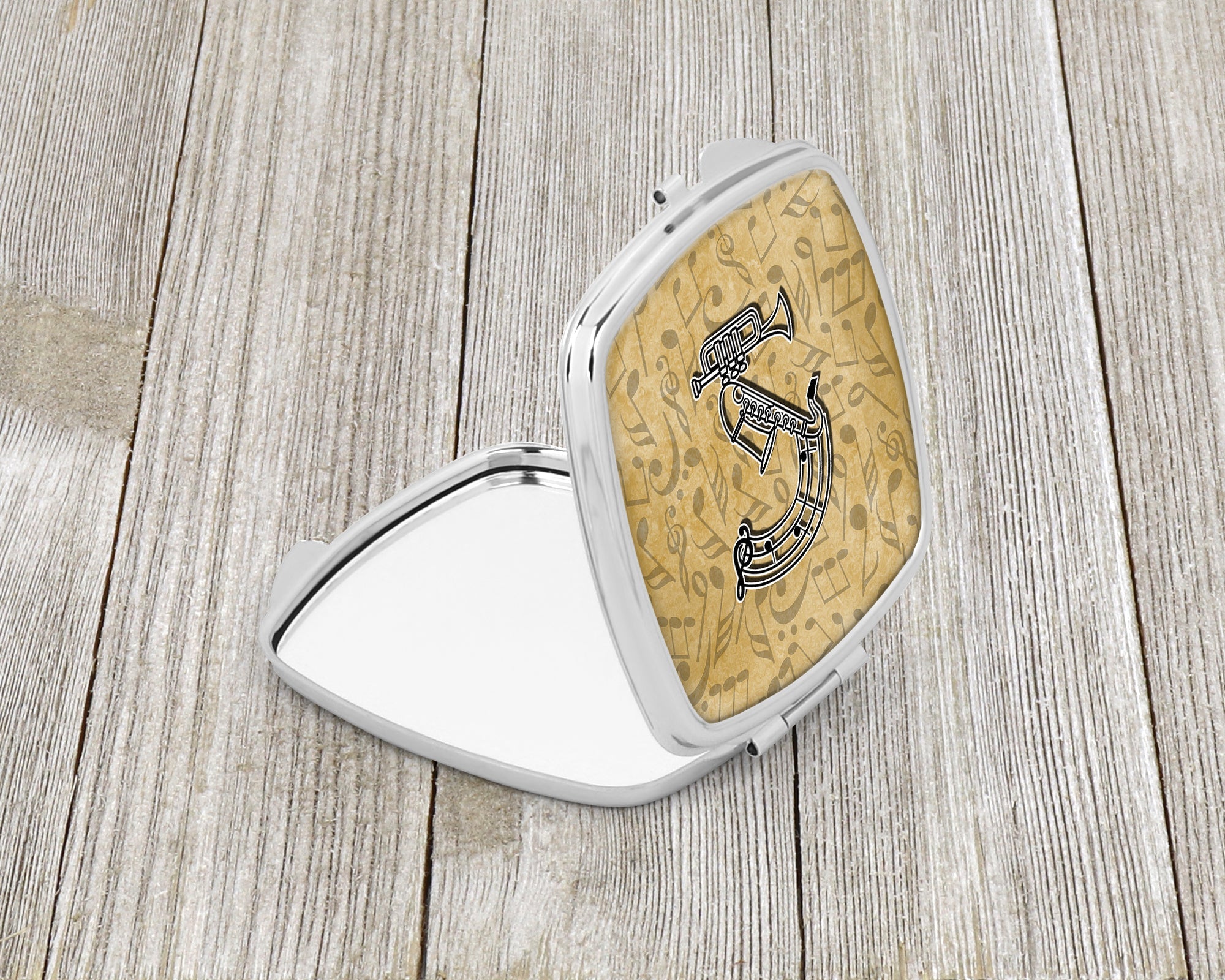 Letter S Musical Instrument Alphabet Compact Mirror Decorative Travel Makeup Mirror for Women Girls Gifts Pocket Makeup Mirror Folding Handheld