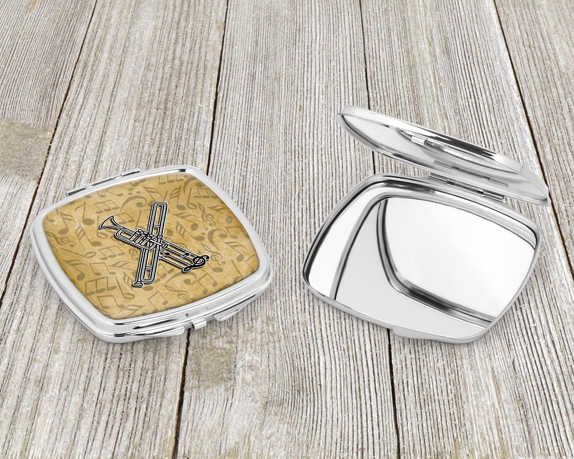 Letter X Musical Instrument Alphabet Compact Mirror Decorative Travel Makeup Mirror for Women Girls Gifts Pocket Makeup Mirror Folding Handheld