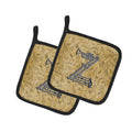 Letter Z Musical Instrument Alphabet Pot Holder Set of 2 Heat Resistant Quilted Hot Pads 7.5 x 7.5 Inch, Insulated Kitchen Trivets for Cooking & Baking