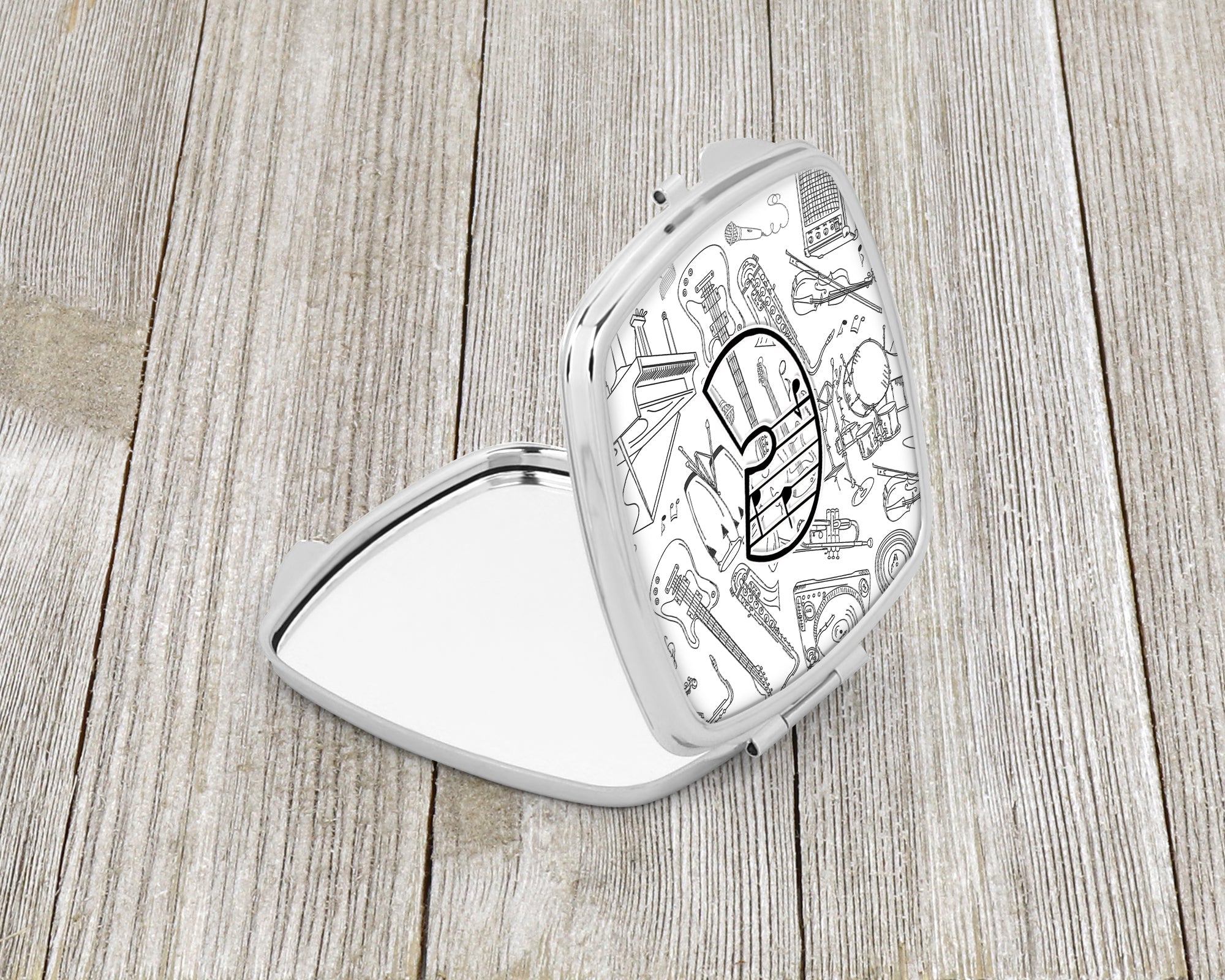 Letter C Musical Note Letters Compact Mirror Decorative Travel Makeup Mirror for Women Girls Gifts Pocket Makeup Mirror Folding Handheld