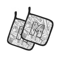 Letter M Musical Note Letters Pot Holder Set of 2 Heat Resistant Quilted Hot Pads 7.5 x 7.5 Inch, Insulated Kitchen Trivets for Cooking & Baking