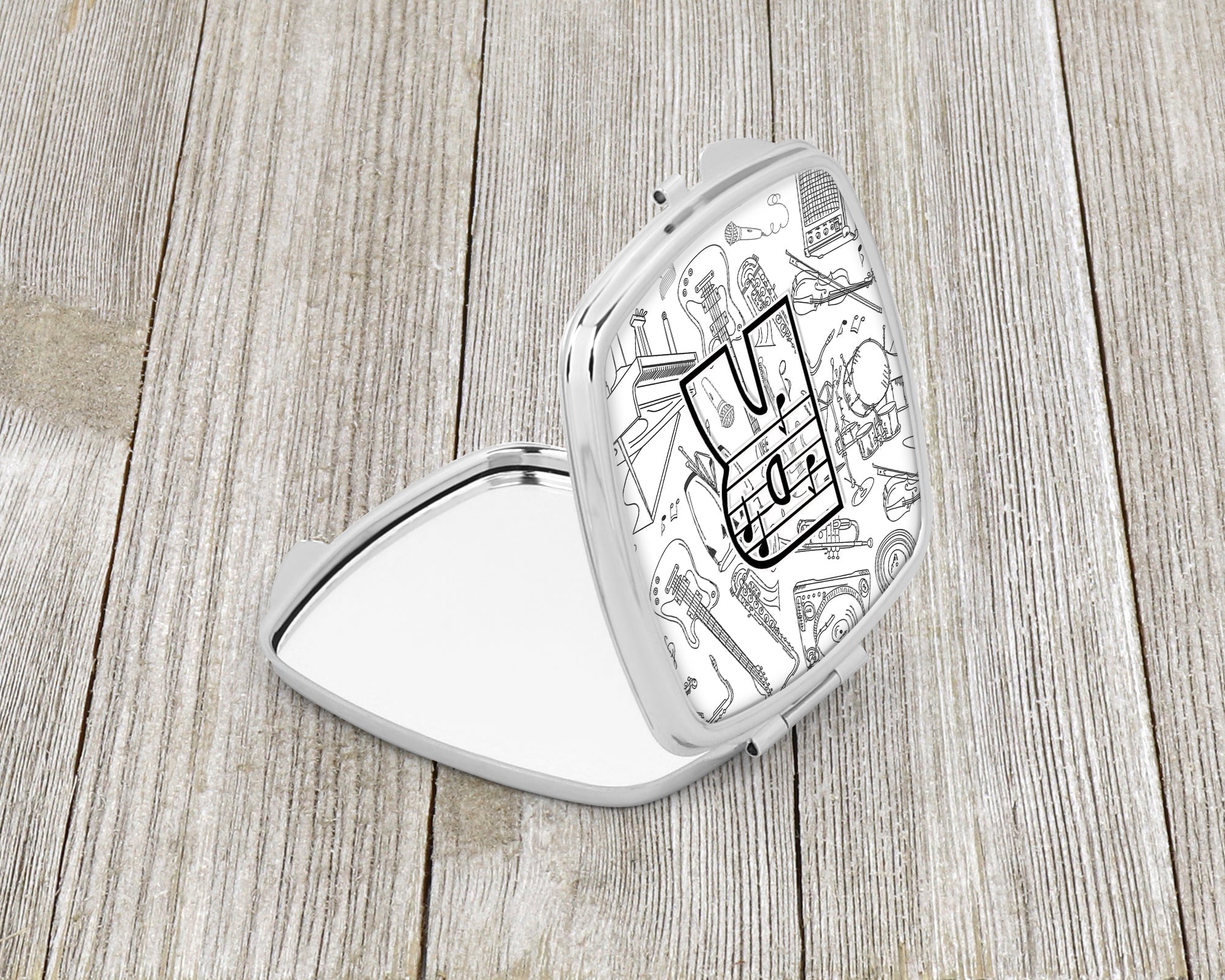 Letter R Musical Note Letters Compact Mirror Decorative Travel Makeup Mirror for Women Girls Gifts Pocket Makeup Mirror Folding Handheld