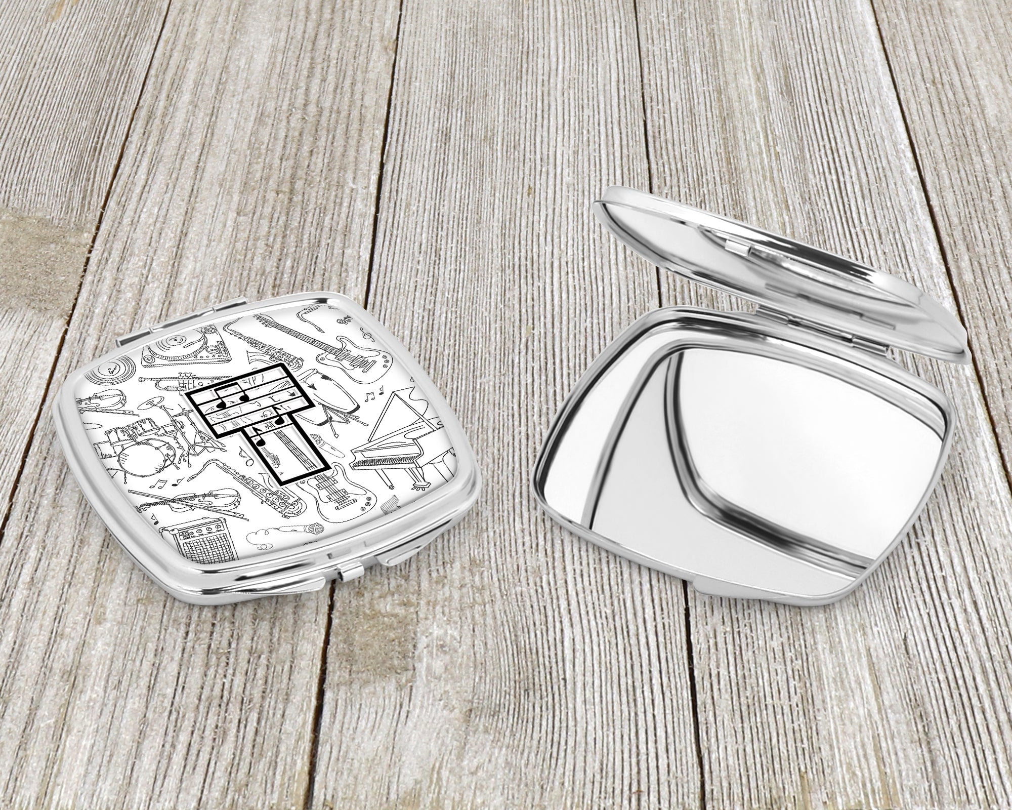 Letter T Musical Note Letters Compact Mirror Decorative Travel Makeup Mirror for Women Girls Gifts Pocket Makeup Mirror Folding Handheld