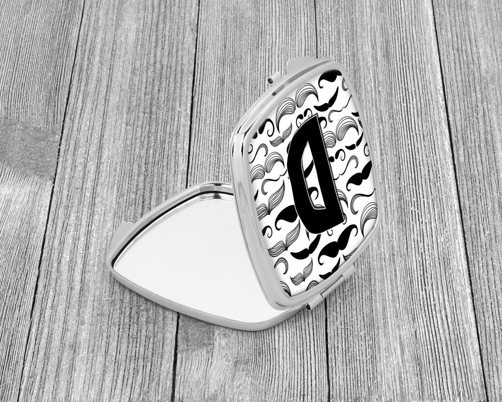 Letter D Moustache Initial Compact Mirror Decorative Travel Makeup Mirror for Women Girls Gifts Pocket Makeup Mirror Folding Handheld
