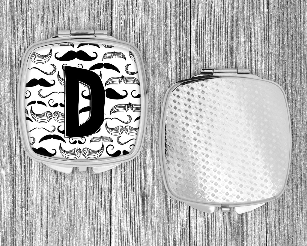 Letter D Moustache Initial Compact Mirror Decorative Travel Makeup Mirror for Women Girls Gifts Pocket Makeup Mirror Folding Handheld