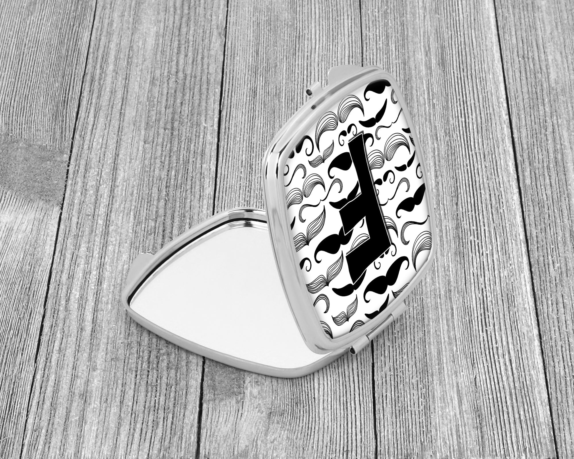 Letter F Moustache Initial Compact Mirror Decorative Travel Makeup Mirror for Women Girls Gifts Pocket Makeup Mirror Folding Handheld