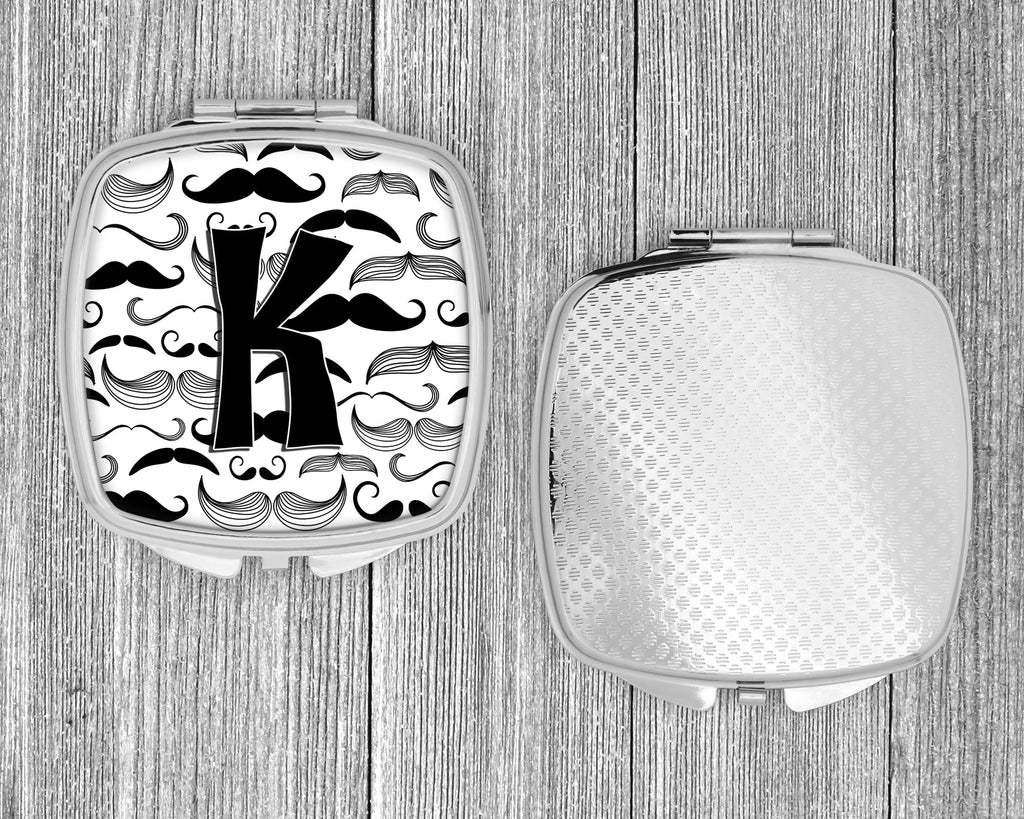 Letter K Moustache Initial Compact Mirror Decorative Travel Makeup Mirror for Women Girls Gifts Pocket Makeup Mirror Folding Handheld