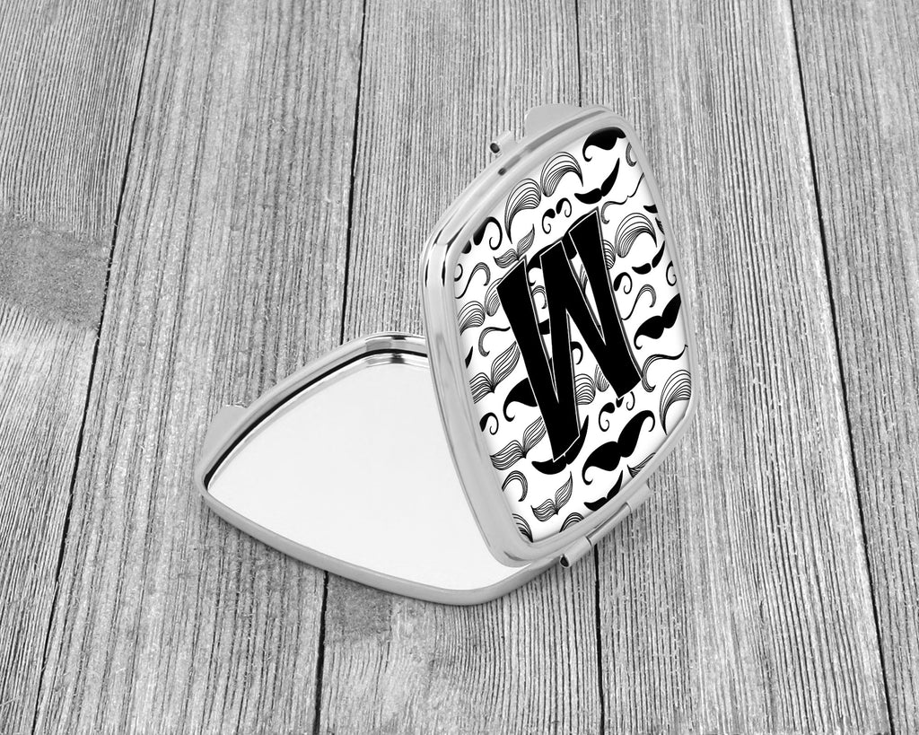Letter M Moustache Initial Compact Mirror Decorative Travel Makeup Mirror for Women Girls Gifts Pocket Makeup Mirror Folding Handheld