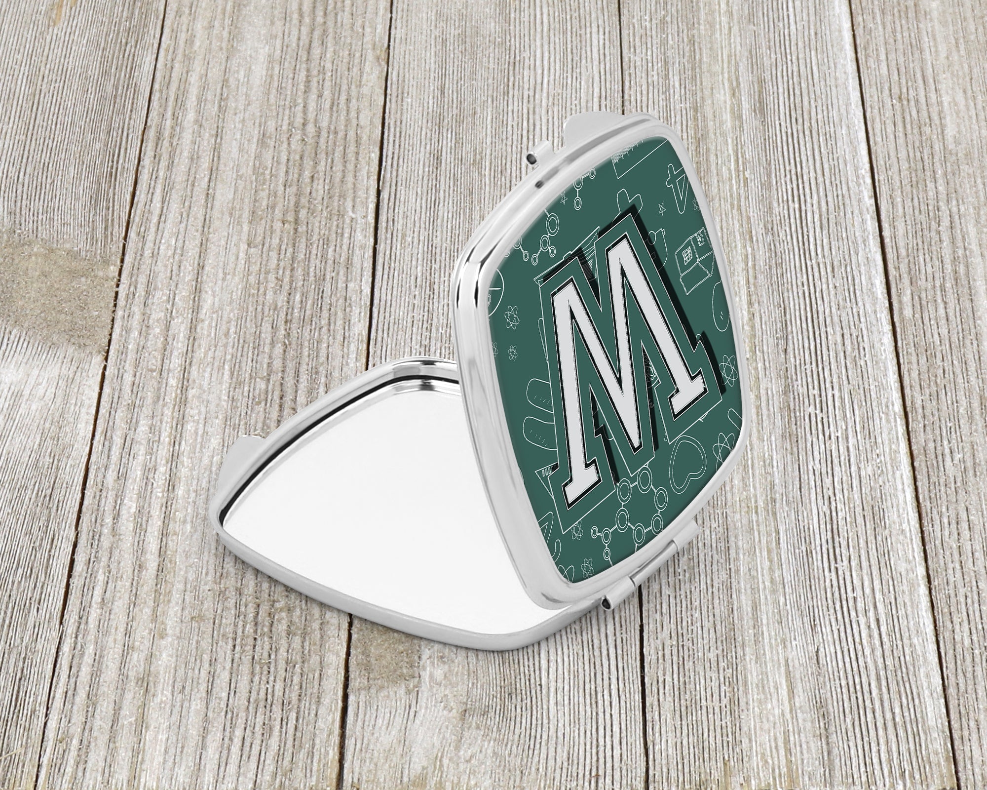 Letter W Back to School Initial Compact Mirror Decorative Travel Makeup Mirror for Women Girls Gifts Pocket Makeup Mirror Folding Handheld