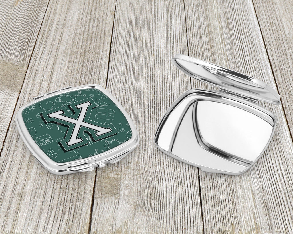 Letter X Back to School Initial Compact Mirror Decorative Travel Makeup Mirror for Women Girls Gifts Pocket Makeup Mirror Folding Handheld