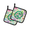 Letter Z Flowers Pink Teal Green Initial Pot Holder Set of 2 Heat Resistant Quilted Hot Pads 7.5 x 7.5 Inch, Insulated Kitchen Trivets for Cooking & Baking