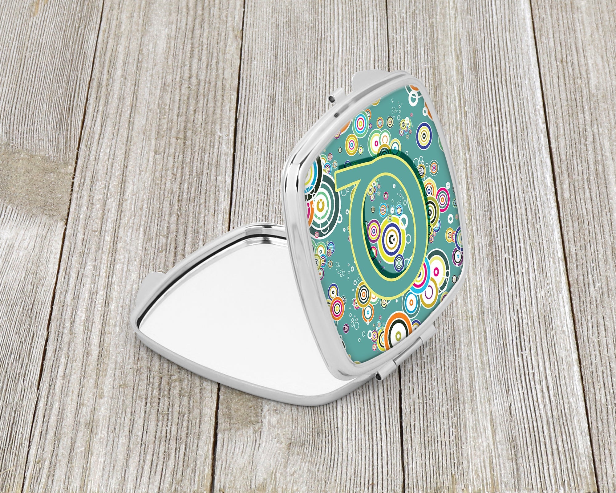 Letter Q Circle Circle Teal Initial Alphabet Compact Mirror Decorative Travel Makeup Mirror for Women Girls Gifts Pocket Makeup Mirror Folding Handheld