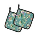 Letter Y Circle Circle Teal Initial Alphabet Pot Holder Set of 2 Heat Resistant Quilted Hot Pads 7.5 x 7.5 Inch, Insulated Kitchen Trivets for Cooking & Baking