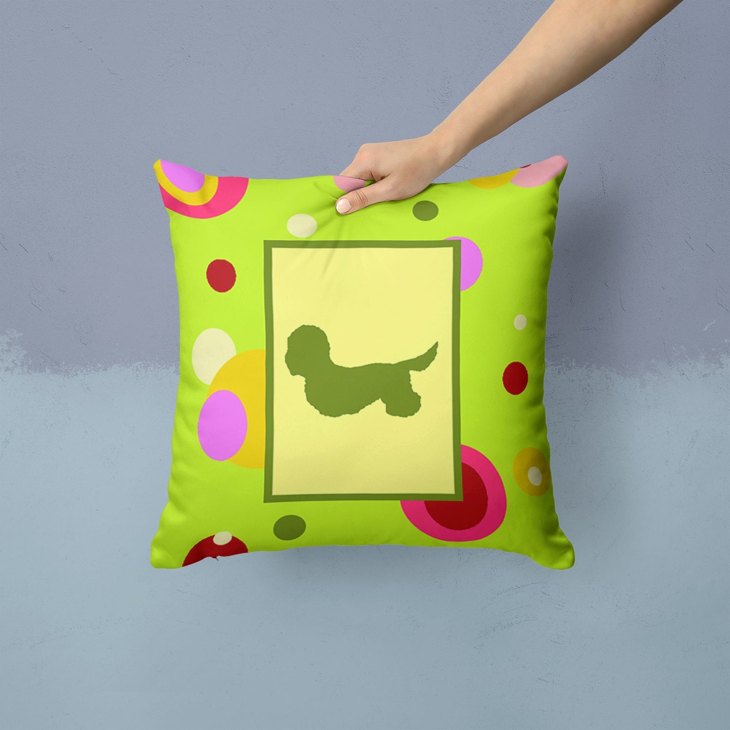 Dandie Dinmont Terrier Decorative Throw Pillow 14x14 Indoor Outdoor Accent Cushion, Fabric Cover with Insert for Sofa, Bed, Porch & Living Room