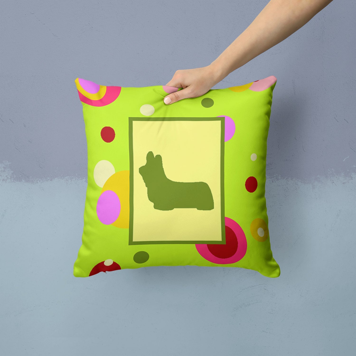 Skye Terrier Decorative Throw Pillow 14x14 Indoor Outdoor Accent Cushion, Fabric Cover with Insert for Sofa, Bed, Porch & Living Room