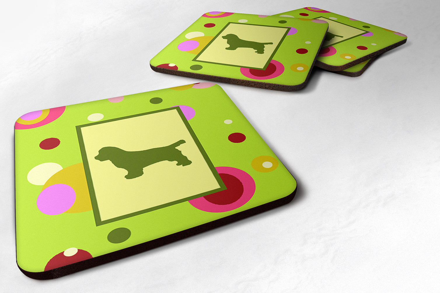 Sussex Spaniel Foam Coasters Set of 4 Cup Coasters for Indoor Outdoor, Tabletop Protection, Anti Slip, Mouse pad Material