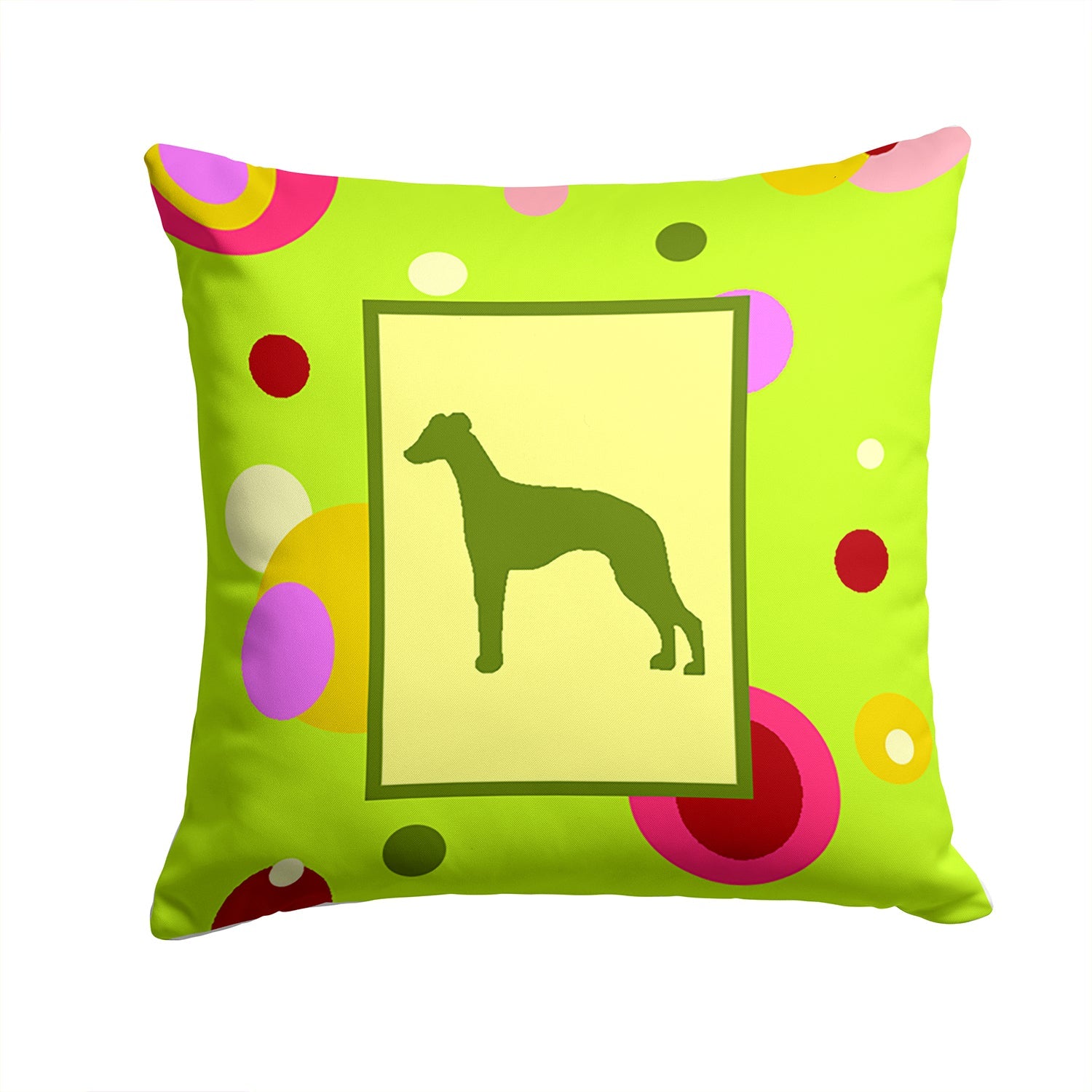 Whippet Decorative Throw Pillow 14x14 Indoor Outdoor Accent Cushion, Fabric Cover with Insert for Sofa, Bed, Porch & Living Room
