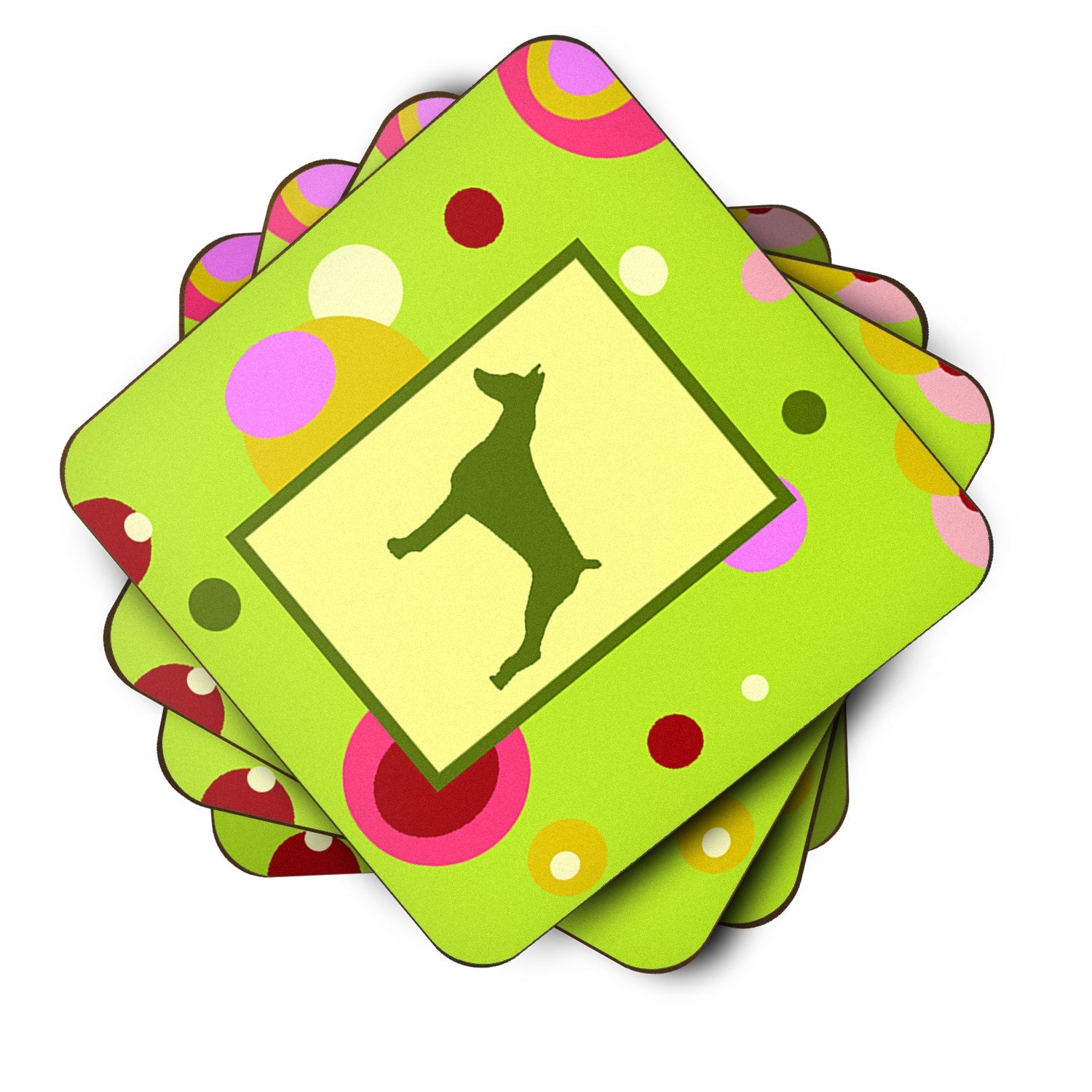 Doberman Foam Coasters Set of 4 Cup Coasters for Indoor Outdoor, Tabletop Protection, Anti Slip, Mouse pad Material