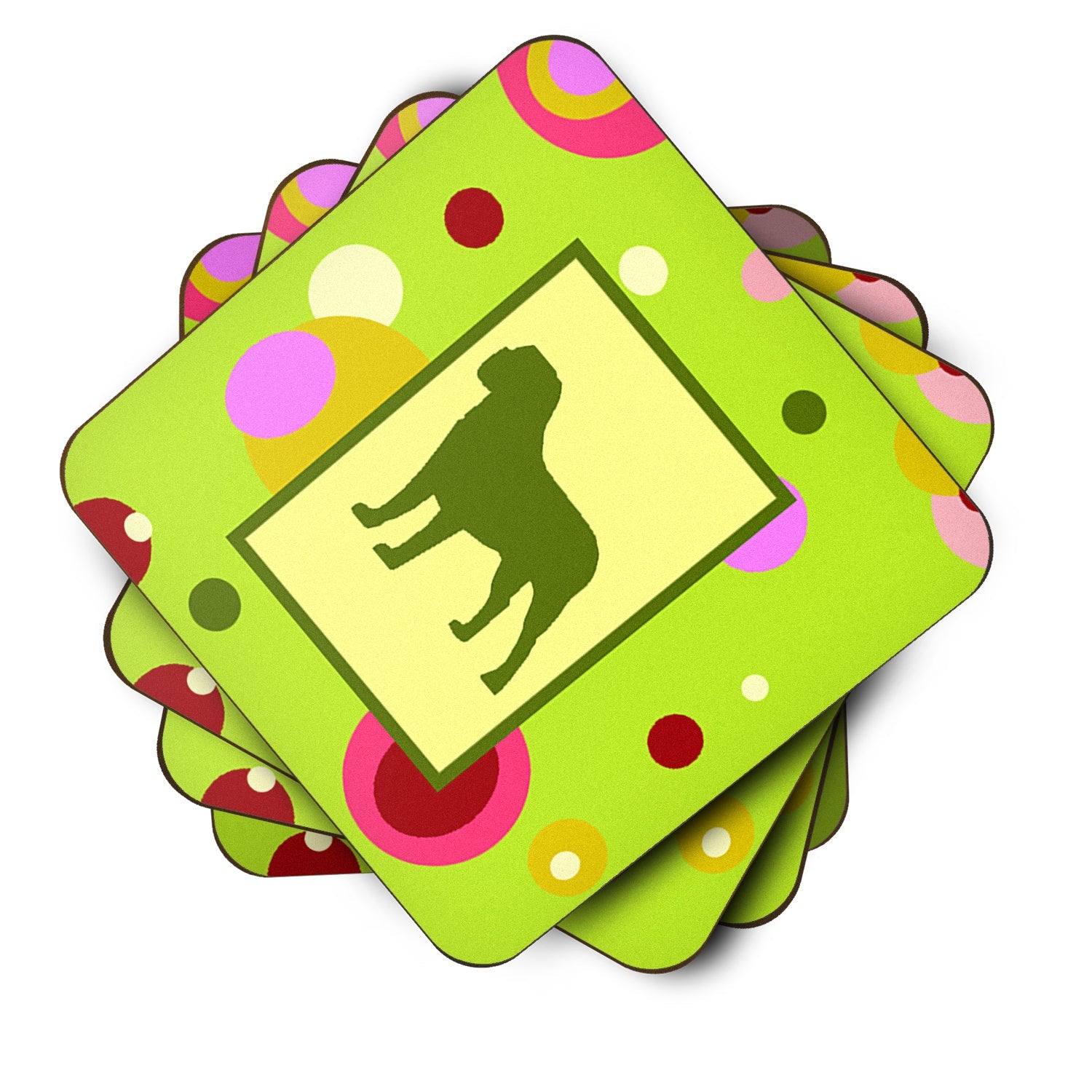 Mastiff Foam Coasters Set of 4 Cup Coasters for Indoor Outdoor, Tabletop Protection, Anti Slip, Mouse pad Material