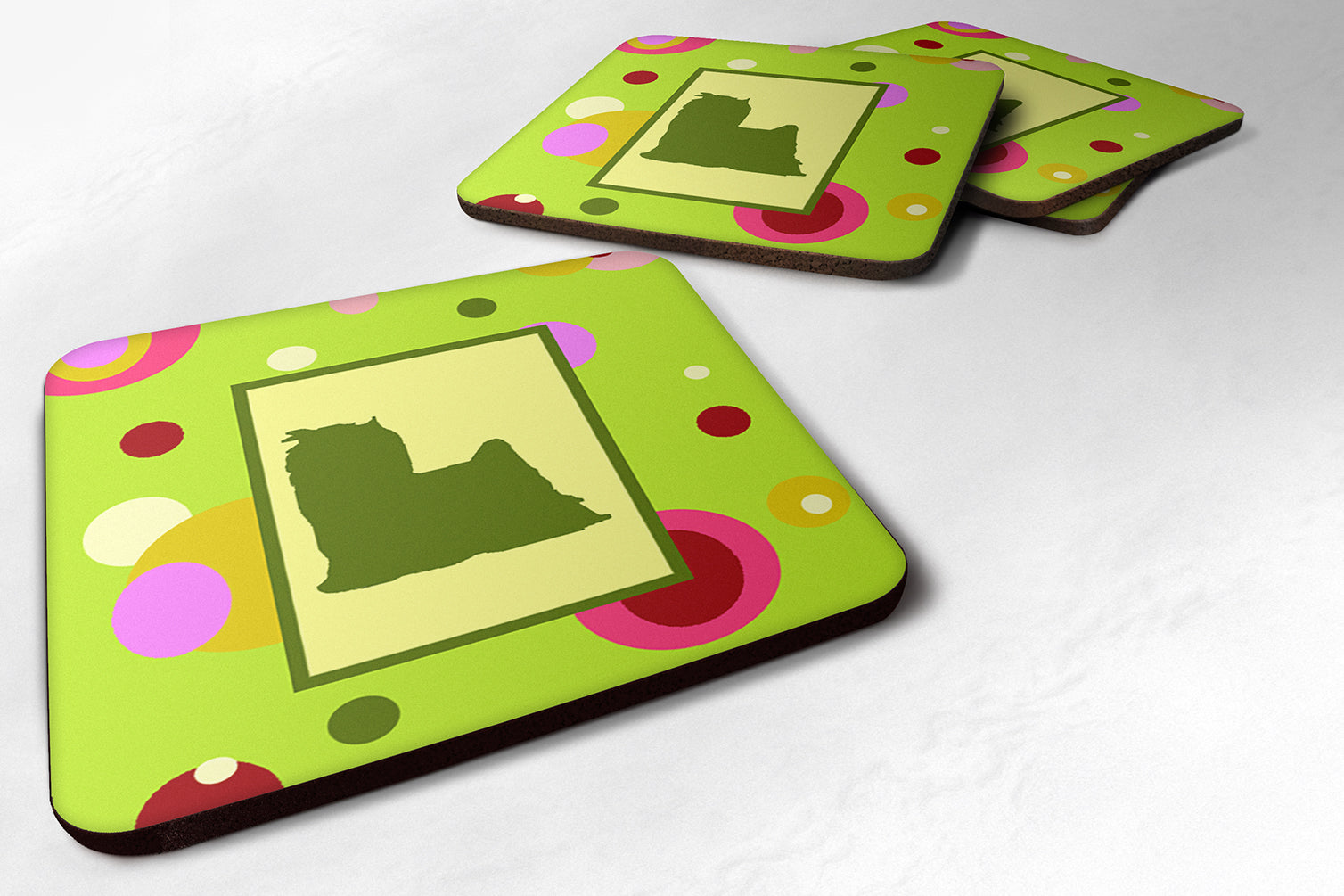 Yorkie Foam Coasters Set of 4 Cup Coasters for Indoor Outdoor, Tabletop Protection, Anti Slip, Mouse pad Material