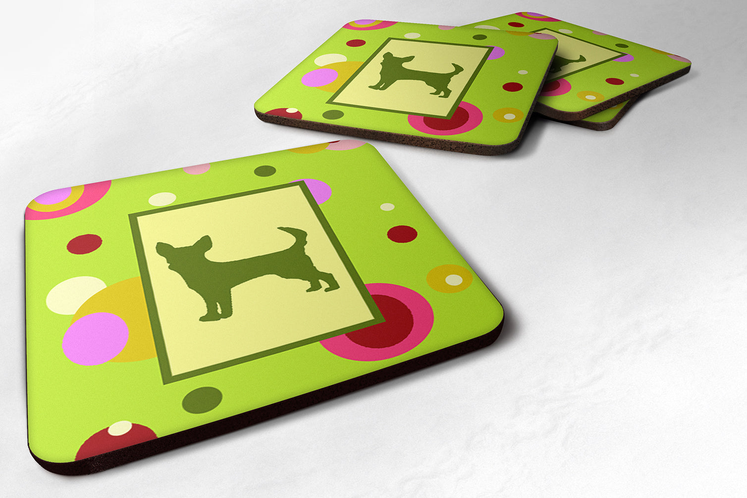Chihuahua Foam Coasters Set of 4 Cup Coasters for Indoor Outdoor, Tabletop Protection, Anti Slip, Mouse pad Material