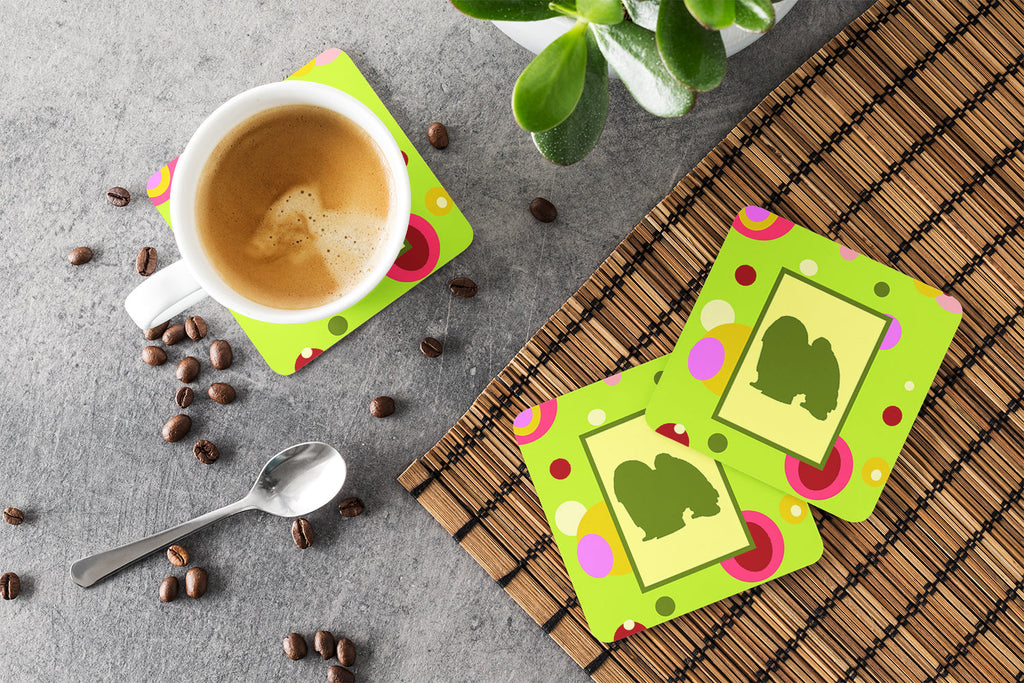 Japanese Chin Foam Coasters Set of 4 Cup Coasters for Indoor Outdoor, Tabletop Protection, Anti Slip, Mouse pad Material