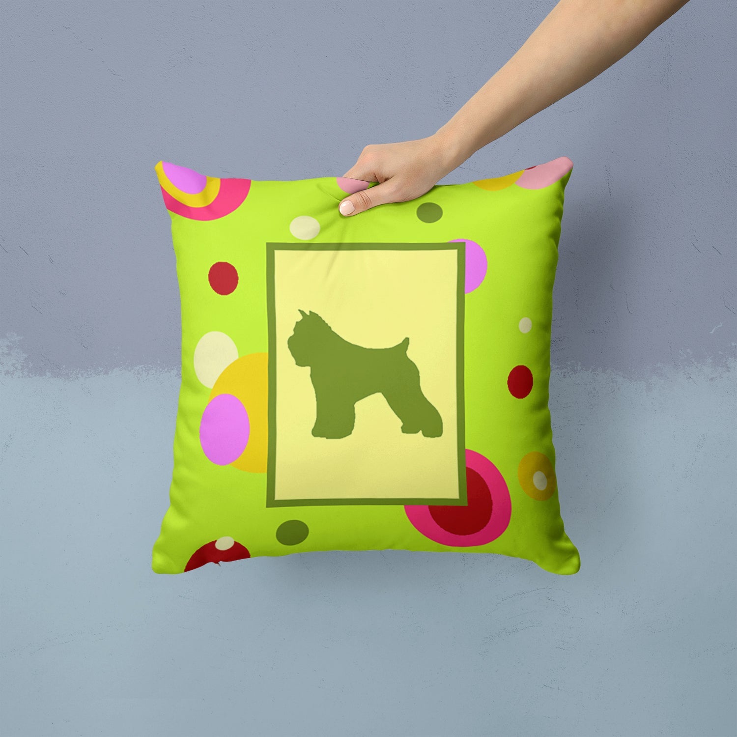 Bouvier des Flandres Decorative Throw Pillow 14x14 Indoor Outdoor Accent Cushion, Fabric Cover with Insert for Sofa, Bed, Porch & Living Room
