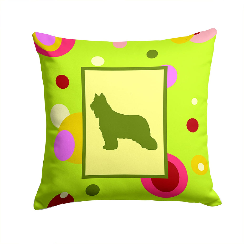Briard Decorative Throw Pillow 14x14 Indoor Outdoor Accent Cushion, Fabric Cover with Insert for Sofa, Bed, Porch & Living Room