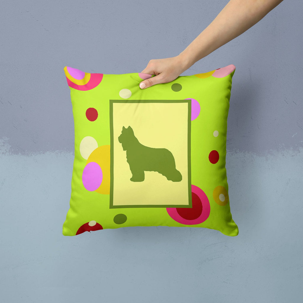 Briard Decorative Throw Pillow 14x14 Indoor Outdoor Accent Cushion, Fabric Cover with Insert for Sofa, Bed, Porch & Living Room