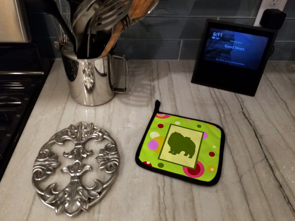 Keeshond Pot Holder Set of 2 Heat Resistant Quilted Hot Pads 7.5 x 7.5 Inch, Insulated Kitchen Trivets for Cooking & Baking