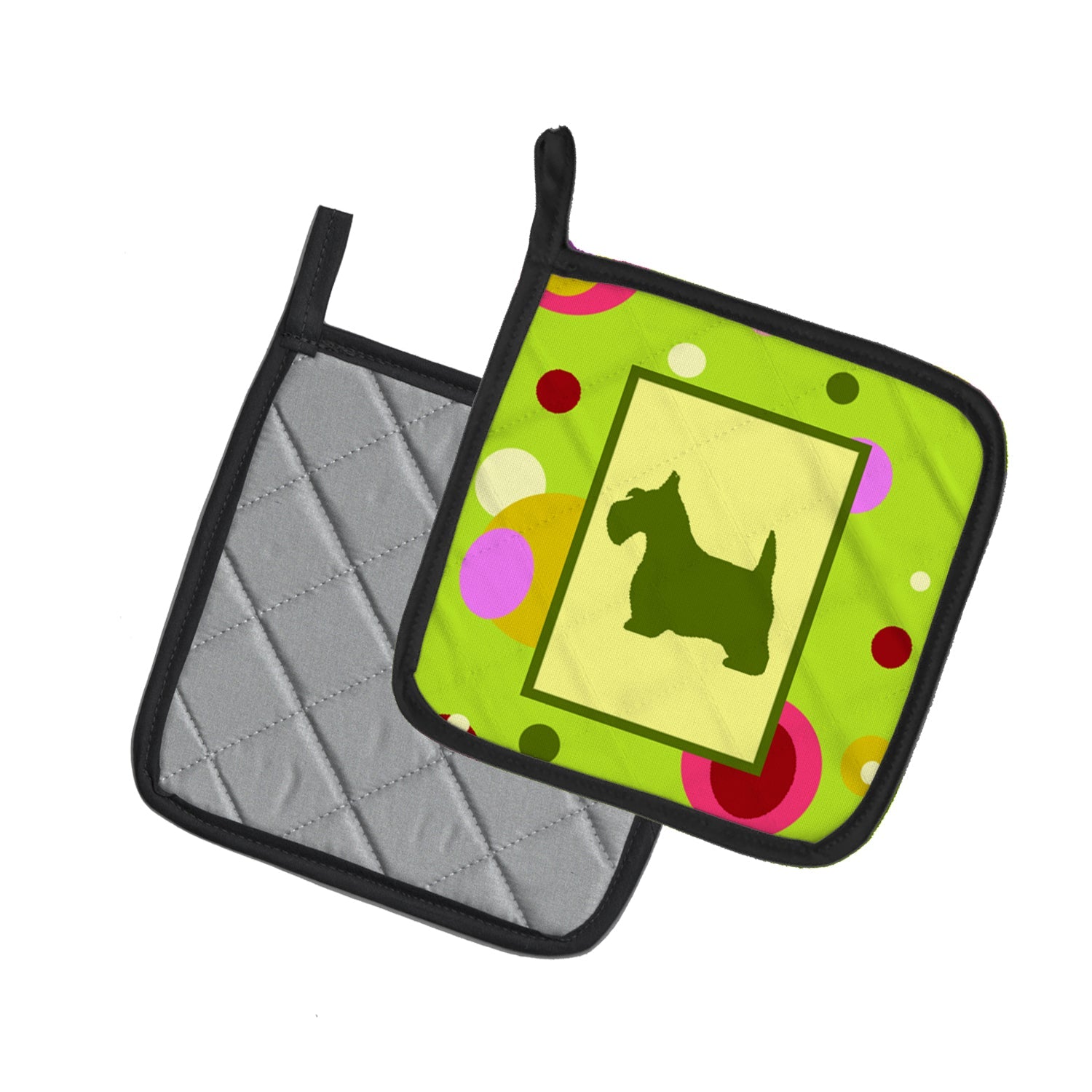 Scottish Terrier Pot Holder Set of 2 Heat Resistant Quilted Hot Pads 7.5 x 7.5 Inch, Insulated Kitchen Trivets for Cooking & Baking