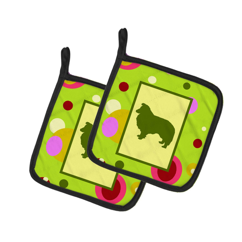 Sheltie Pot Holder Set of 2 Heat Resistant Quilted Hot Pads 7.5 x 7.5 Inch, Insulated Kitchen Trivets for Cooking & Baking