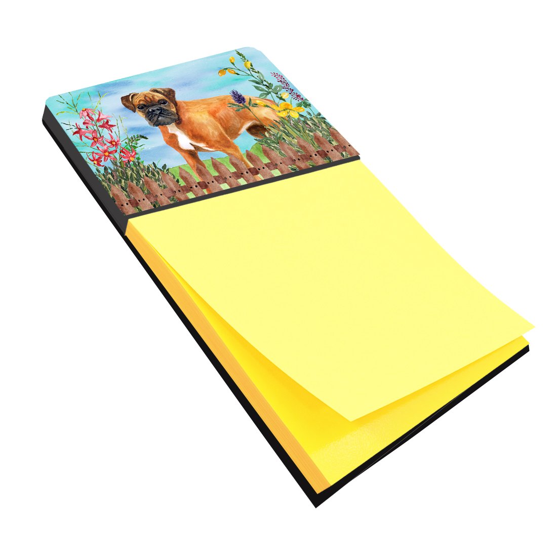 German Boxer Spring Watercolor Sticky Note Holder Refillable Dispenser Desk Accessory 3x3 Pad Gift