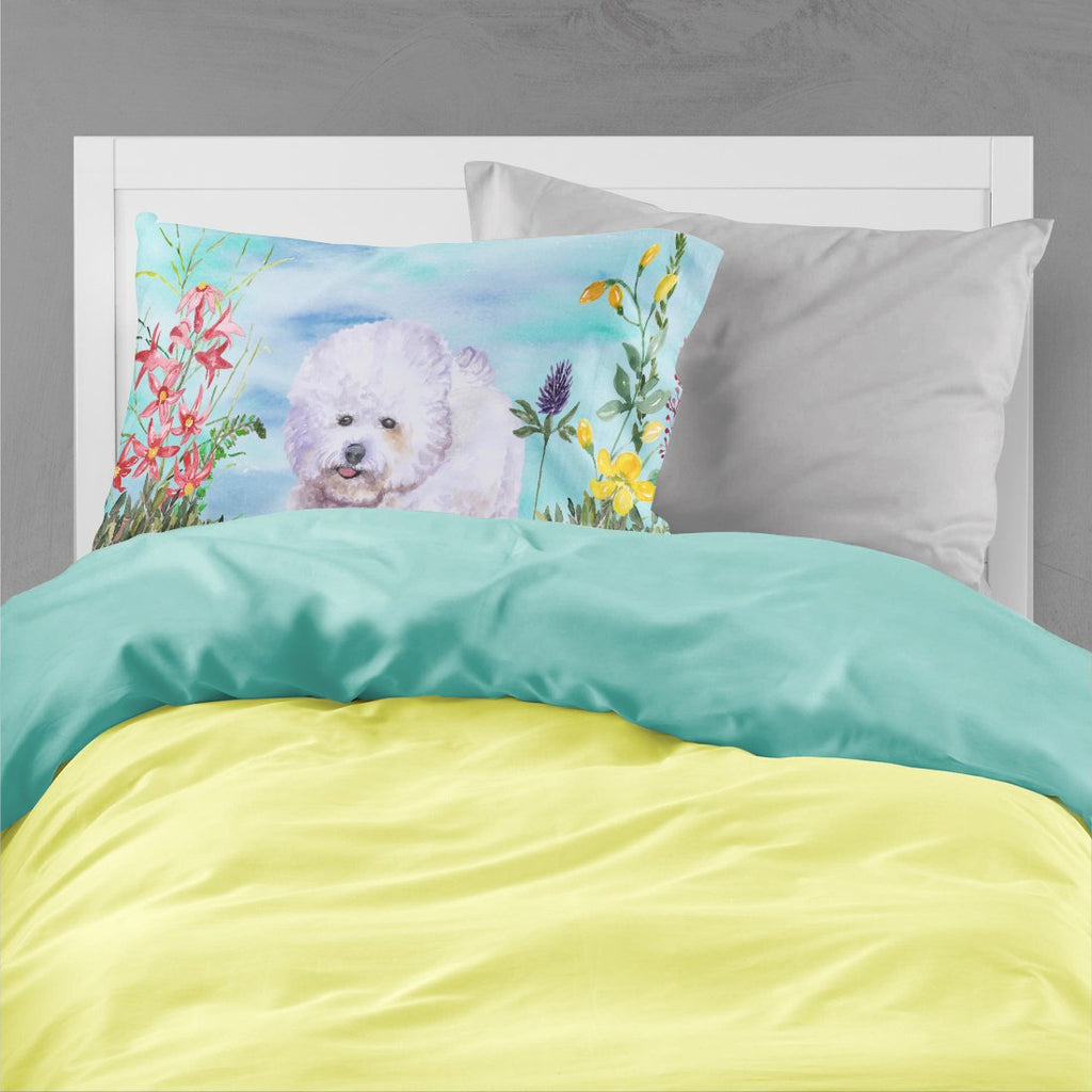 Bichon Frise Spring Standard Pillowcase Lightweight Super Soft Easy Care Decorative Artwork Pillowcase, Standard