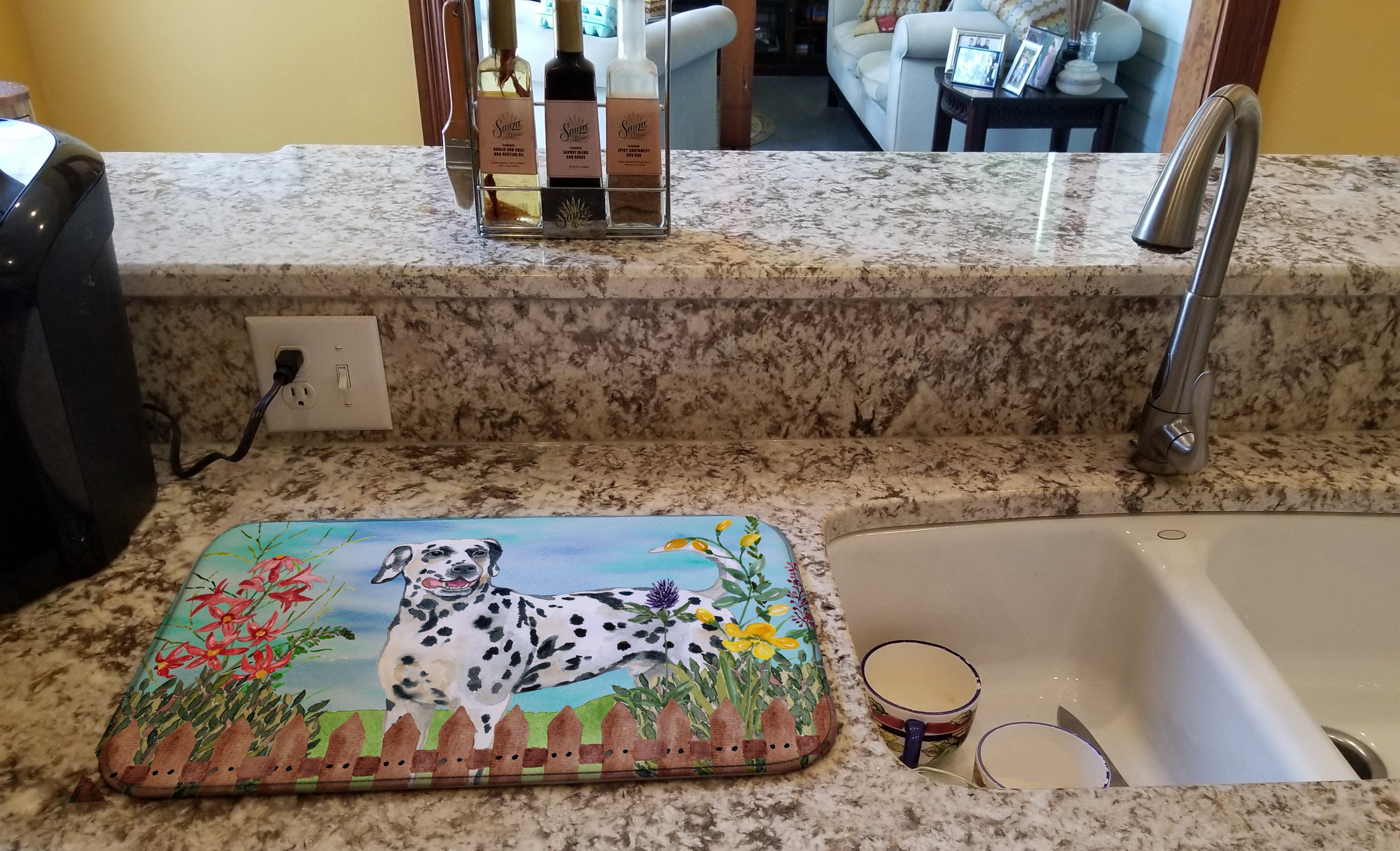 Dalmatian Spring Dish Drying Mat Absorbent Dish Drying Mat Pad for Kitchen Counter Dish Drainer Mat for Countertop, 14 x 21", Multicolor