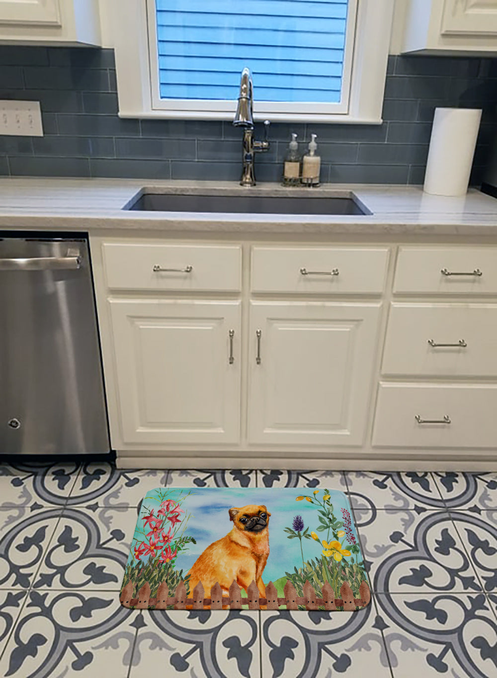 Small Brabant Griffon Spring Memory Foam Kitchen Mat Machine Washable Anti-Fatigue Cushion Comfort Bath or Kitchen Rug