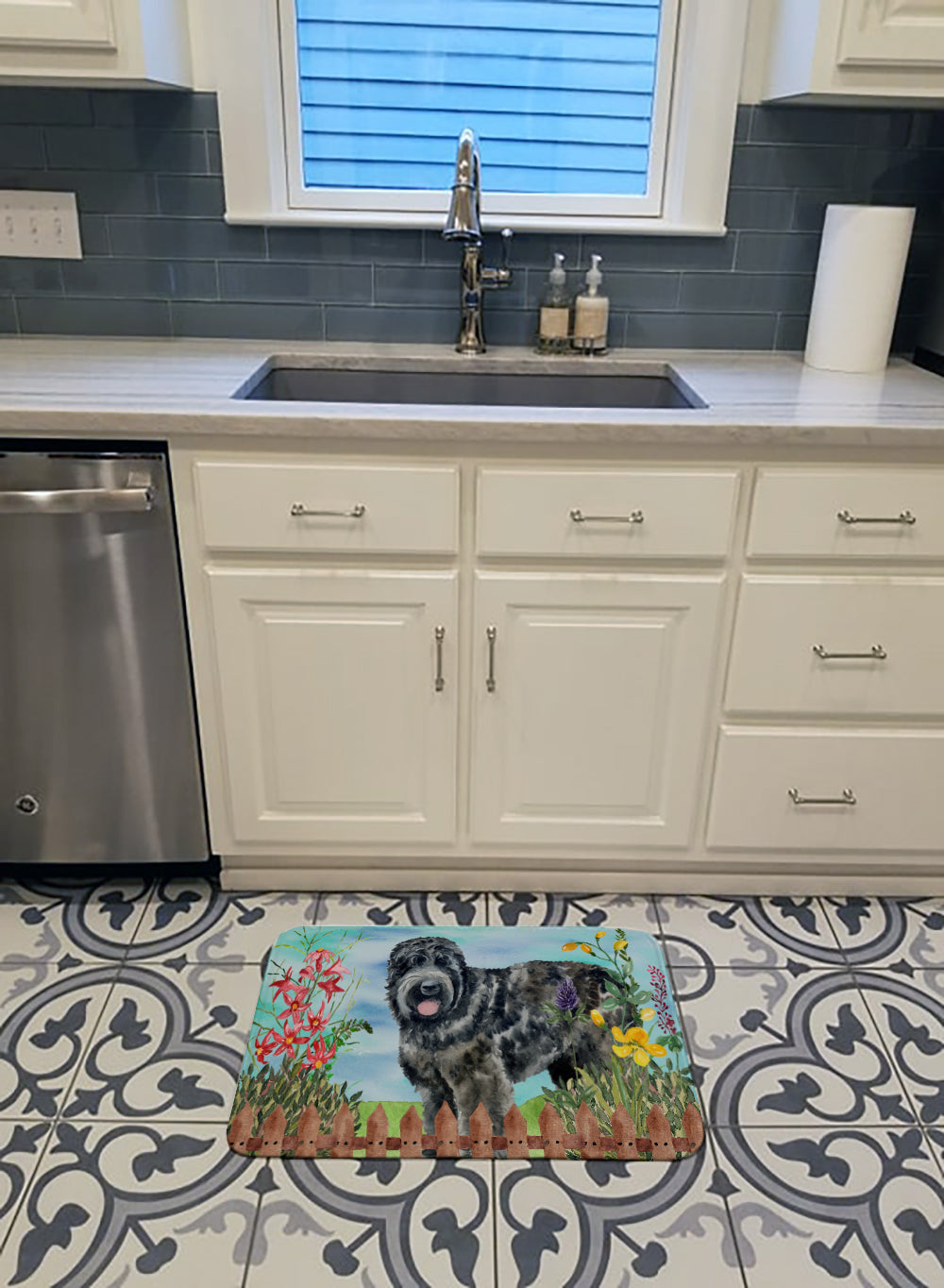 Black Russian Terrier Spring Memory Foam Kitchen Mat Machine Washable Anti-Fatigue Cushion Comfort Bath or Kitchen Rug