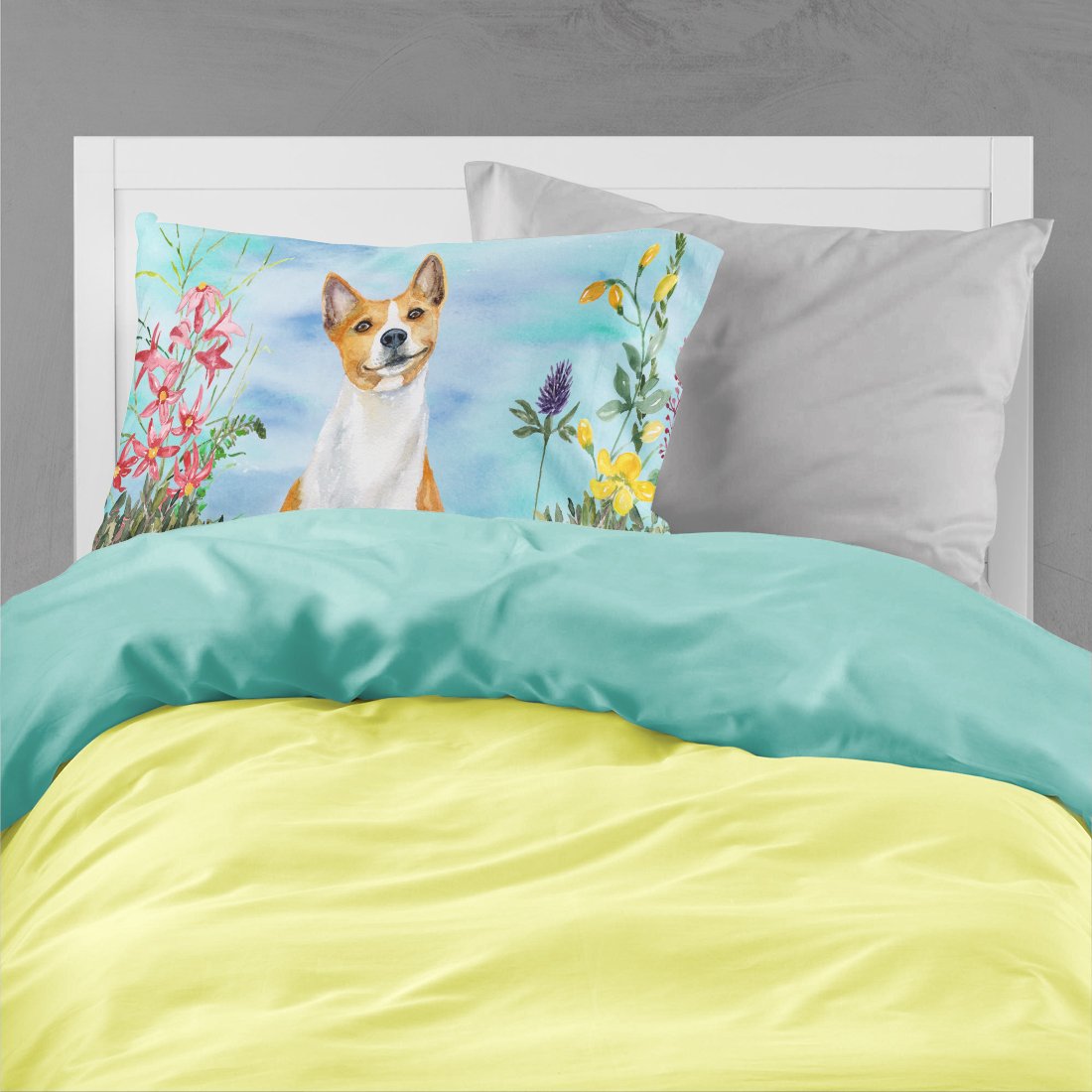Basenji Spring Standard Pillowcase Lightweight Super Soft Easy Care Decorative Artwork Pillowcase, Standard