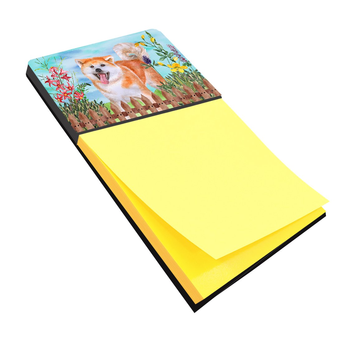 Akita Spring Watercolor Sticky Note Holder Refillable Dispenser Desk Accessory 3x3 Pad Gift