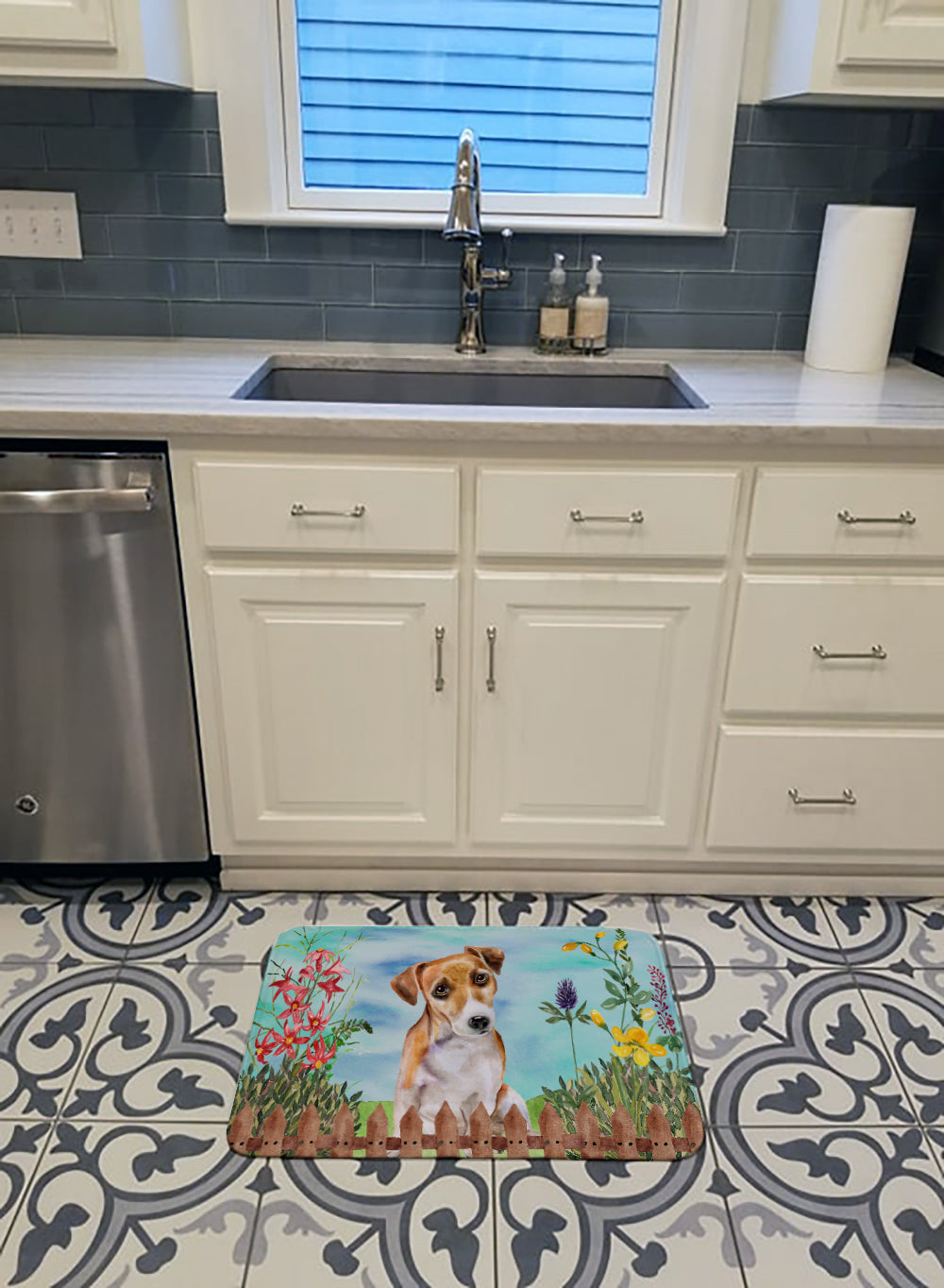 Jack Russell Terrier #2 Spring Memory Foam Kitchen Mat Machine Washable Anti-Fatigue Cushion Comfort Bath or Kitchen Rug