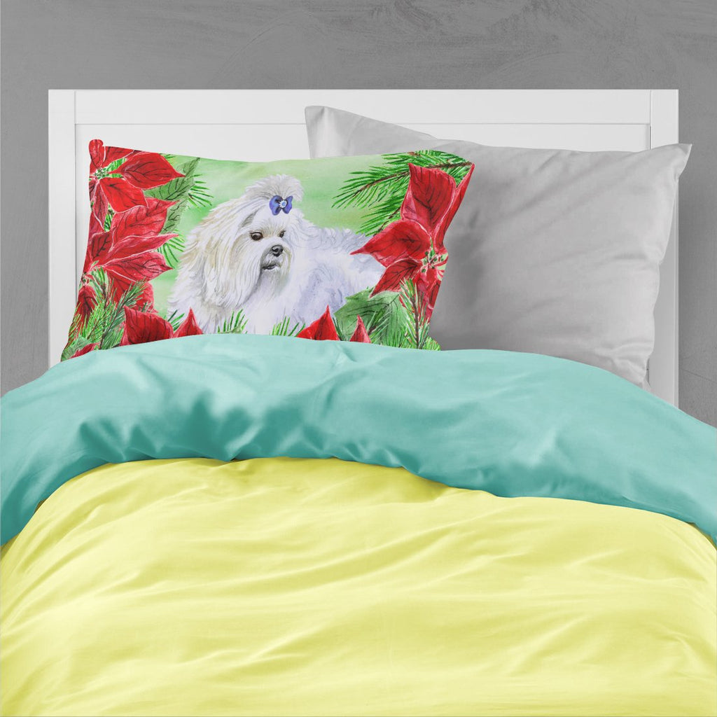 Maltese Poinsettas Standard Pillowcase Lightweight Super Soft Easy Care Decorative Artwork Pillowcase, Standard