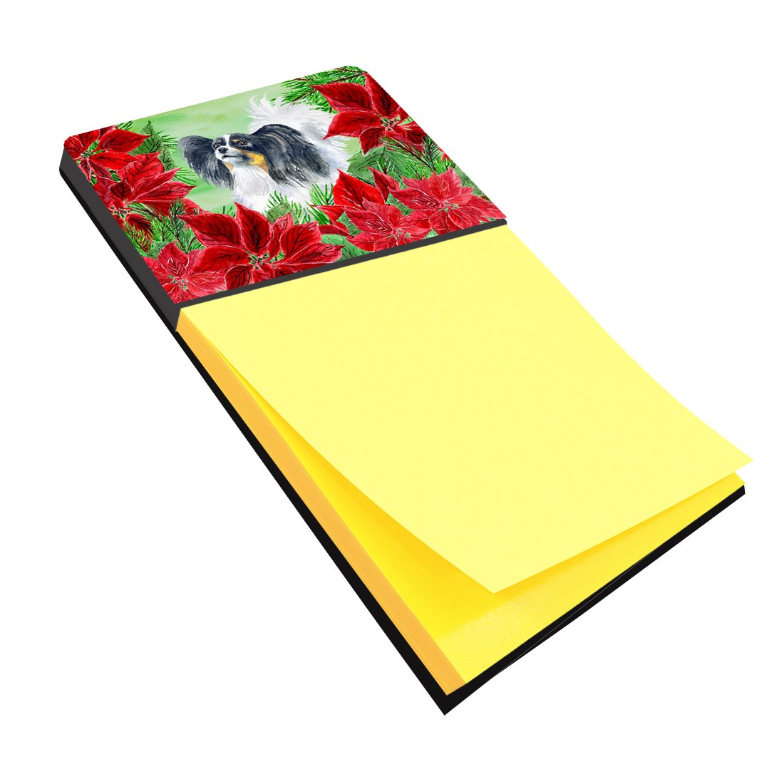 Papillon Poinsettas Watercolor Sticky Note Holder Refillable Dispenser Desk Accessory 3x3 Pad Gift